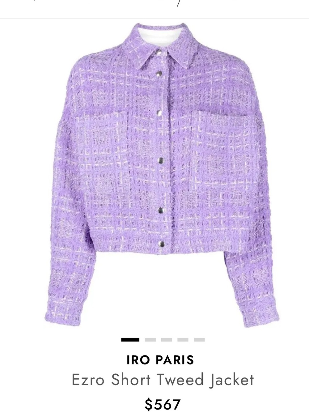 IRO Paris Lilac Tweed Cropped Jacket - 38